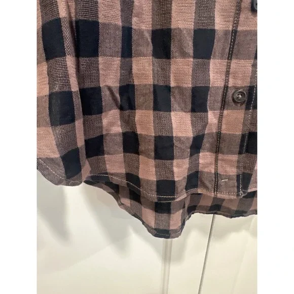 Sanctuary Womens Brown Black Plaid Button Down Shirt western tunic Size S boho - Picture 3 of 8